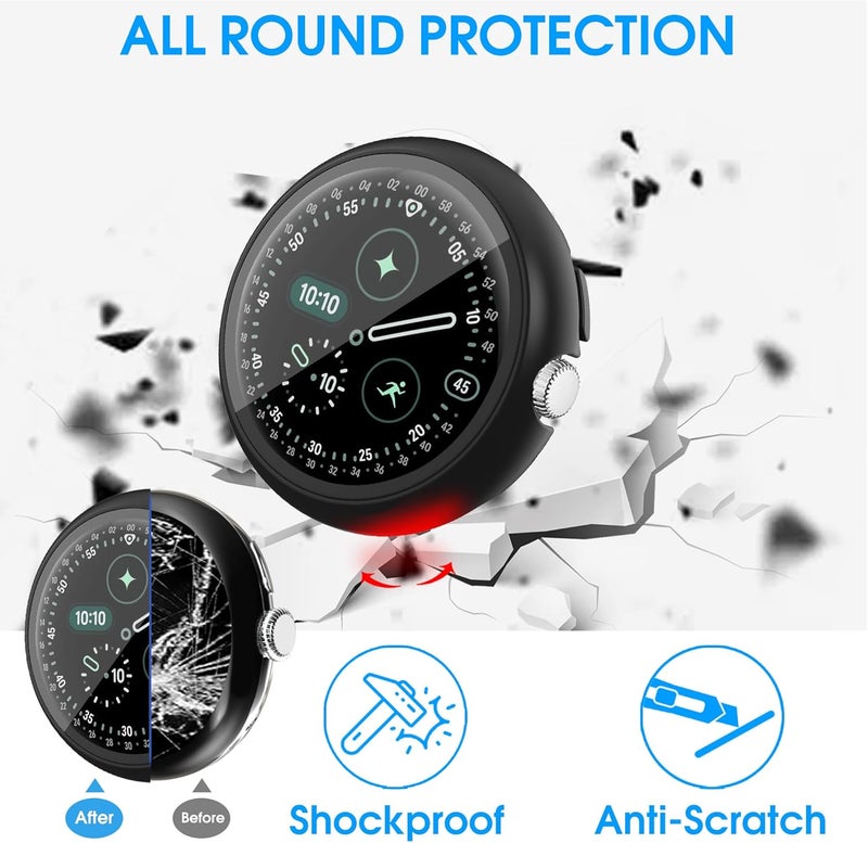 Tiorecime 10 Pack Case for Google Pixel Watch 4 41mm with Tempered Glass Screen Protector, Shockproof Hard PC Bumper, Charge with Case On, Protective Cover Compatible with Pixel Watch 4 41mm - Image 5